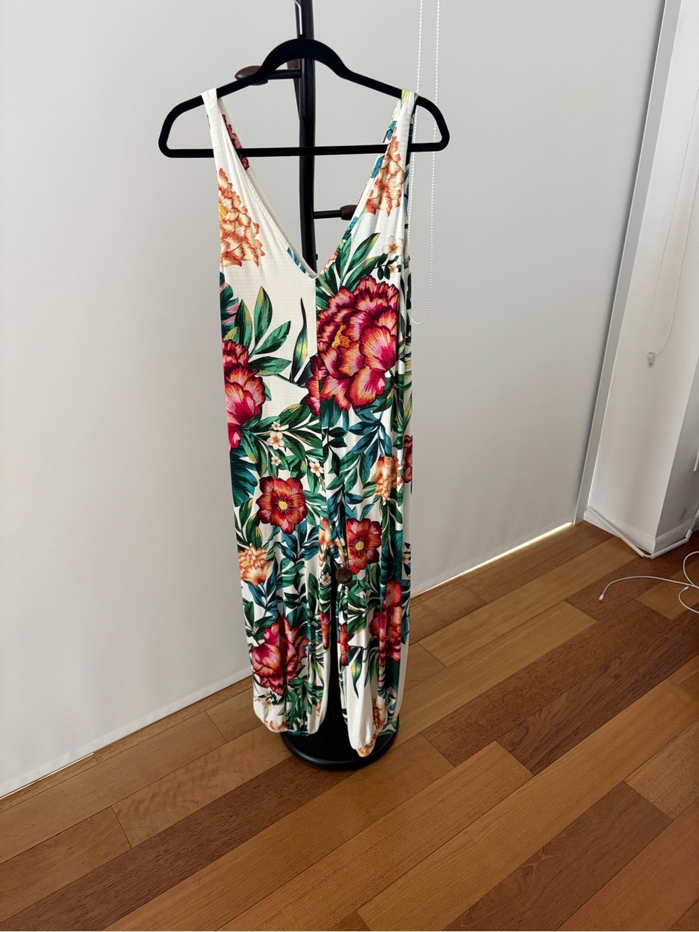 FARM Rio Tropical Floral Jumpsuit - White Base with Pink & Green Print